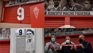 La puerta 9 del estadio Enrique Roca del Real Murcia llevará a partir de hoy el nombre de Roberto 'Macho' Figueroa. Fotos @realmurciacfsad