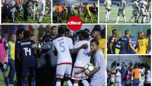 Los jugadores de Motagua y Portmore United desataron la bronca tras el juego en el estadio Nacional y mirá quiénes la iniciaron.