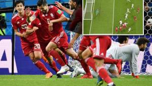 Ezatolahi se alista para festejar el gol de Irán ante España. Pero la jugada no contó por posición adelantada. Foto AFP