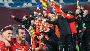 La selección de Macedonia del Norte celebró por todo lo alto la clasificación a la Eurocopa que se disputará en 2021.