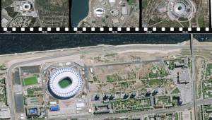 Los satélites Pleiades, operados por Airbus Defence and Space, divulgaron imágenes desde el espacio de los 12 estadios que albergarán el Mundial de Rusia 2018.