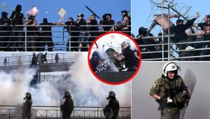 Violentos enfrentamientos entre cientos de hinchas del AEK y del PAOK estallaron en el estadio de Volos