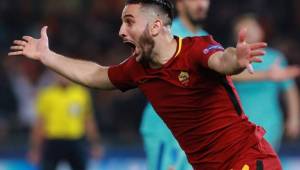 Manolas celebrando el gol que le dio el pase a semifinales de Champions a la Roma ante el Barcelona.