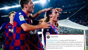 Barcelona pidió disculpas en redes sociales al Betis por un tuit que generó polémica.