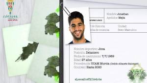 Con esta imagen anunció el Córdoba el fichaje del delantero hispano-hondureño Jona Mejía. El jugador seguirá en Segunda de España.