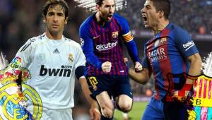 Raúl, Lionel Messi y Luis Suárez, tres de los grandes goleadores de los clásicos Real Madrid - Barcelona.
