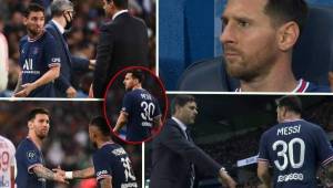 El PSG consiguió un triunfo agónico este domingo ante Lyon tras otro discreto partido del tridente explosivo en cancha. Lionel Messi fue sustituido y se enfadó con el entrenador Pochettino, a quien no saludó en su camino al banquillo. Estas son las imágenes que dejó el astro argentino.