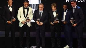 Los jugadores del Real Madrid en la gala de The Best, con Modric como protagonista.