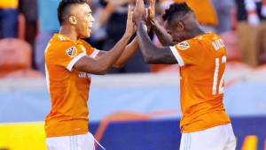 El delantero Romell Quioto celebrando el gol que anotó con el Houston en el cierre de la temporada regular de la MLS. Foto cortesía