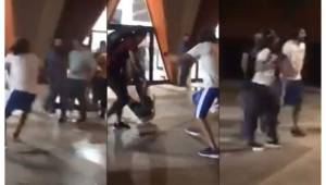 Los dos basquetbolistas de los Gigantes de Jalisco golpean a varios aficionados de los Rayos de Hermosillo en México.