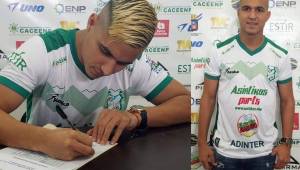 Gerson Rodas firmando su contrato con el Platense. El volante es la séptima alta del Tiburón para el Apertura.