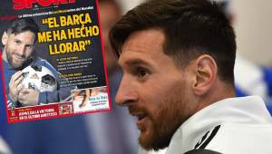El delantero argentino Leo Messi cuenta en una entrevista que ha llorado por Barcelona. Foto AFP