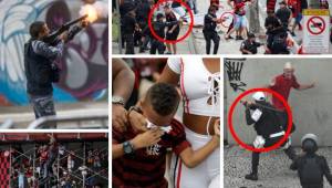 Aficionados de Flamengo y policías se pelearon durante el festejo por el título del equipo brasileño conseguido el sábado ante River Plate en Perú.