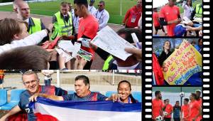 El portero del Real Madrid y la selección de Costa Rica, Keylor Navas, fue la gran atracción en el primer entrenamiento de los ticos en Rusia donde se preparan para el debut el domingo contra Serbia. Fotos AFP y EFE