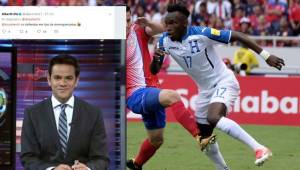 Alberth Elis respondió al comentario que hizo el periodista de ESPN en redes sociales.