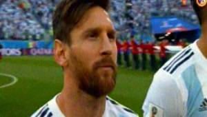 Este fue el rostro de Messi en el himno de Argentina previo al juego contra Nigeria.