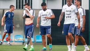 La selección de Argentina en el entranamiento de cara a la Copa del Mundo.