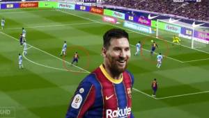 Lionel Messi anotó un gol de cabeza ante Celta de Viga por La Liga de España.