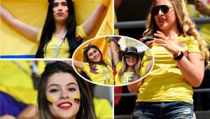 Las hermosas aficionadas colombianas presente en el estadio apoyando a su selección.