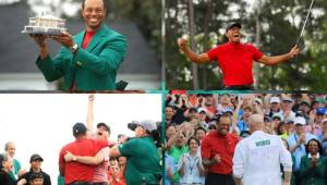 El estadounidense Tiger Woods no dudó en celebrar por todo lo alto el título obtenedio en el Masters de Augusta.