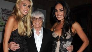 El multimillonario Bernie Ecclestone junto a dos de sus tres hijas, Petra y Tarama.