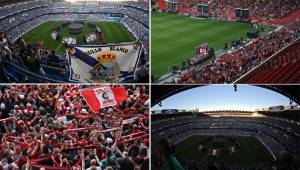 El estadio Santiago Bernabéu y Anfield se llanaron de afición de Real Madrid y Liverpool.