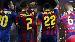 Estos son los cuatro dorsales que ha usado Dani Alves en el FC Barcelona y habrá un quinto número.