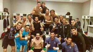 Los futbolistas del Real Madrid celebrando el triunfo ante el Bayern Munich.
