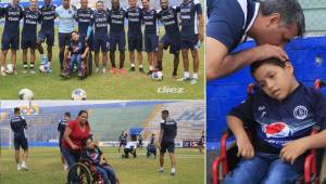 El pequeño Luis pasó un bonita tarde junto al plantel de Motagua en el Nacional. Foto: Ronal Aceituno.