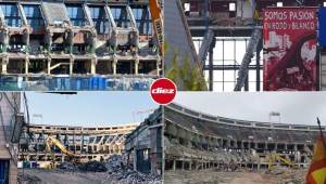 La antigua casa del Atlético de Madrid continuó los trabajos de demolición este fin de semana. Así luce en estos momentos el recordado recinto.