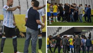 Argentina se retiró de la cancha en pleno clásico con Brasil en medio de polémica por protocolo anticovid. Autoridades sanitarias locales ingresaron para deportar a cuatro futbolistas de la albiceleste.