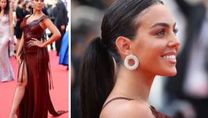 La mujer de Cristiano Ronaldo, Georgina Rodríguez, dejó la playa por un momento y asistió al Festival de Cine de Cannes. FOTOS: AFP.