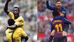 Pelé, además del mensaje, subió esta curiosa foto donde Messi aparece celebrando como él.