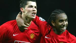 Cristiano y Anderson festejando juntos en el Manchester United.