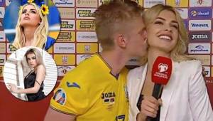 El jugador del Manchester City Oleksandr Zinchenko besó a su novia, que es reportera de deportes en Ucrania.