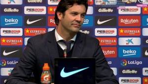Solari en la conferencia de prensa luego del empate contra el Barcelona.