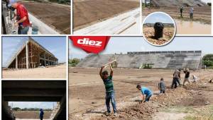 Los trabajos en el estadio que construye Luis Girón, dueño del Parrillas One, en La Lima van bastante avanzados. Acá las imágenes de los avances. Fotos Neptalí Romero