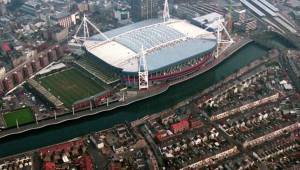 Así se ve desde el aire el Millennium Stadium de Cardiff en Gales, escenario de la final de Champions League.