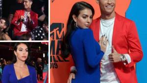 El crack de la Juventus y su infartante mujer se hicieron presente hoy en la gala MTV European Music Awards (EMAs) 2019. Las imágenes están arrasando en redes sociales. FOTOS: AFP y redes.