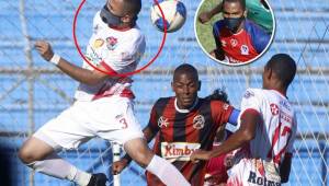 El defensor del Villanueva FC, Jorge Zaldívar, sorprendió a todos al aparecer jugando con mascarilla en el duelo ante Lone FC en el Olímpico. Foto Neptalí Romero