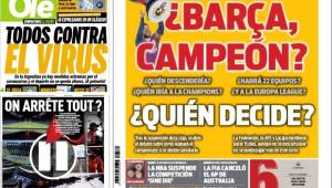 Te presentamos las principales portadas deportivas por el mundo que destacan la suspensión de las diferentes ligas por la pandemia del coronavirus.