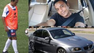 El exjugador del Olimpia y de la Selección de Honduras, Danny Turcios, con su nuevo vehículo, un BMW que presume en las redes sociales. Fotos Instagram