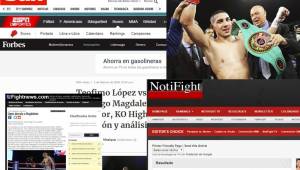 El boxeador hondureño Teófimo López recibe buenos comentarios sobre el triunfo sobre el mexicano Diego Magdaleno.