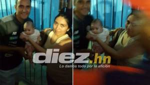 La pequeña Ashley de dos meses de nacida posando junto a su madre Yariela Rodríguez y el portero tico del Real Madrid Keylor Navas. Foto DIEZ