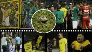 Las imágenes que no se vieron en la televisión del polémico partido entre Marathón y Real España. Llovieron las piedras y aficionados intentaron abrir los portones.