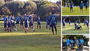 La Selección de Honduras se entrena en una cancha en Los Ángeles pensando en hacer la hombrada el miércoles y conseguir el boleto al Mundial. Fotos @FenafuthOrg