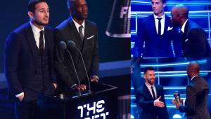 David Suazo sorprendió a todos al aparecer en escenario y entregar trofeo al 11 ideal de la FIFA en la segunda entrega del premio The Best.