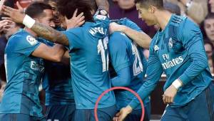 Así celebró Cristiano el tercer gol del Real Madrid ante el Valencia.