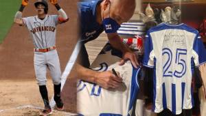 El entrenador de la Selección de Honduras, Fabián Coito, le envió un obsequía al beisbolista hondureño Mauricio Dubón que juega con los Gigantes en la MLB.