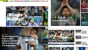 Argentina ha avanzado a octavos de final del Mundial de Rusia 2018. La prensa en todo el mundo hace eco de este sufrido triunfo sobre Nigeria.